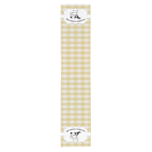 イエローバッファロープレイドファームカウショートテーブルランナー ショートテーブルランナー (正面)
