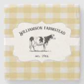 イエローバッファロープレイドファームカウストーンコースター ストーンコースター (正面)