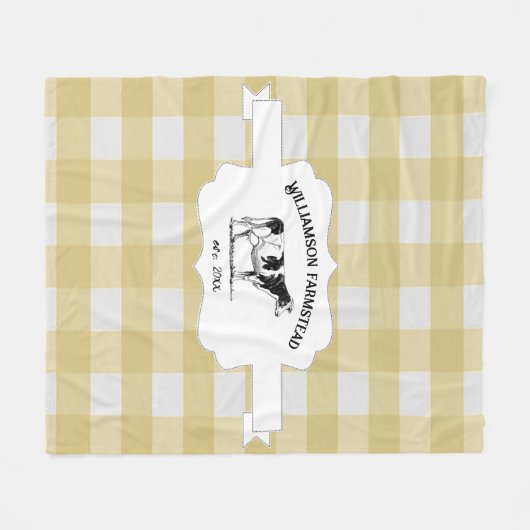 イエローバッファロープレイドファームカウズフリースブランケット フリースブランケット (正面(横))