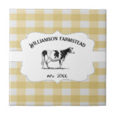 イエローバッファロープレイドファームカウデコレーション タイル (正面)