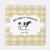 イエローバッファロープレイドファームカウマグネット マグネット (正面)