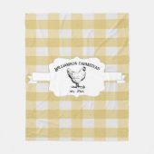 イエローバッファロープレイドファームチキンフリースブランケット フリースブランケット (正面)