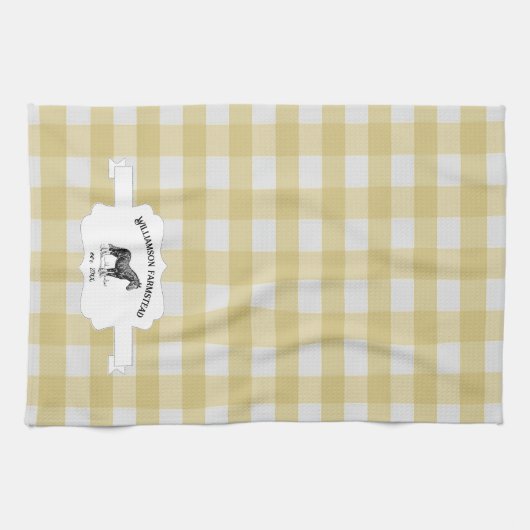 イエローバッファロープレイドファームホースキッチンタオル キッチンタオル (横)