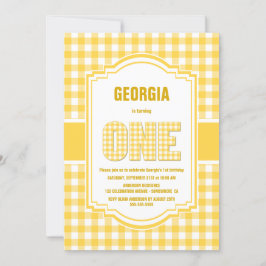 イエローバッファロープレイド1st誕生日パーティー 招待状