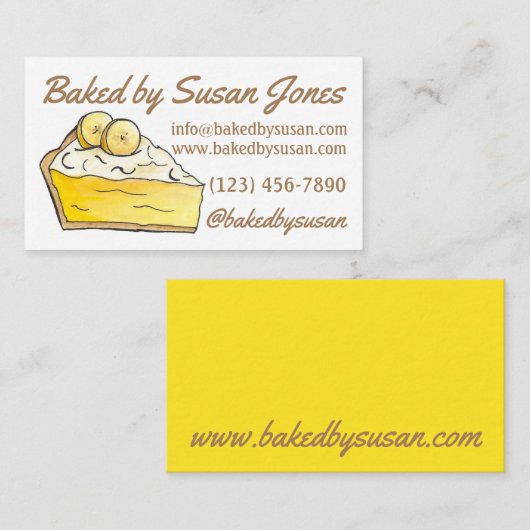 イエローバナナクリームパイベーカリー焼いたバイデザート 名刺 (正面/裏面)