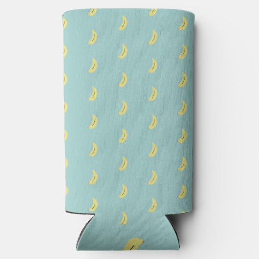イエローバナナスケッチブルーパターン スリム缶クーラー (裏面)