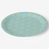 イエローバナナスケッチブルーパターン ペーパープレート (アングル)