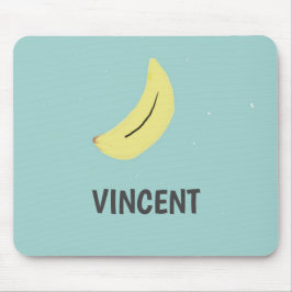 イエローバナナスケッチブルーパーソナライズされた マウスパッド