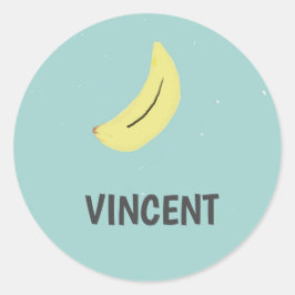 イエローバナナスケッチブルー封筒用シール ラウンドシール