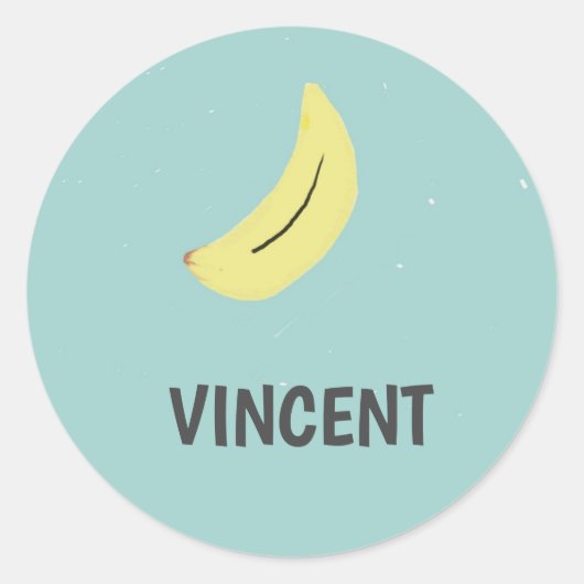 イエローバナナスケッチブルー封筒用シール ラウンドシール (正面)
