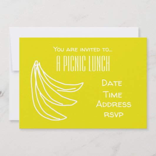 イエローバナナフルーツサマーピクニックランチパーティー 招待状 (正面)