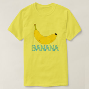 イエローバナナ及びブルー文字 Tシャツ