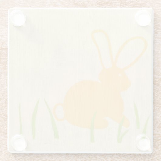 イエローバニーとグリーングラスby Chariklia Zarris ガラスコースター (裏面)