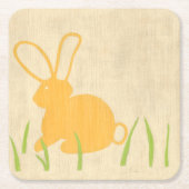 イエローバニーとグリーングラスby Chariklia Zarris スクエアペーパーコースター (正面)