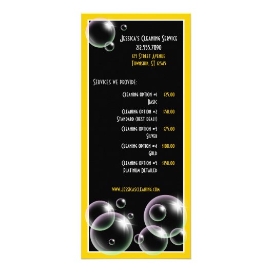 イエローバブル洗浄サービスラックカード ラックカード (正面)