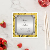 イエローバラとダイヤモンドの結婚指輪 スタンダードカクテルナプキン (インサイチュ)