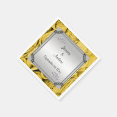 イエローバラとダイヤモンドの結婚指輪 スタンダードカクテルナプキン (角)