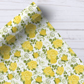 イエローバラ柄の包装紙 ラッピングペーパー
