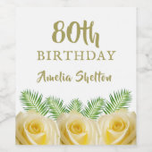 イエローバラ離れズとフローラ80th誕生日パーティー ワインラベル (シングルラベル)