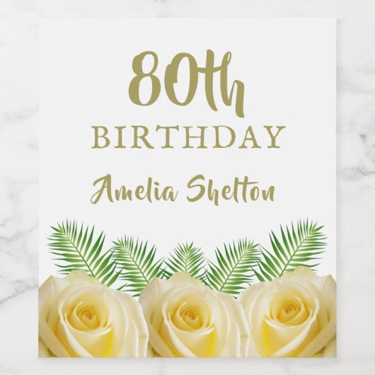イエローバラ離れズとフローラ80th誕生日パーティー ワインラベル (シングルラベル)