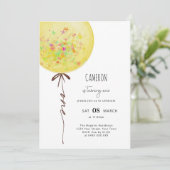 イエローバルーンウォーターカラーバースデーパーティー 招待状 (スタンド正面)