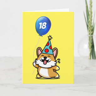 イエローバルーンコーギ誕生日 カード