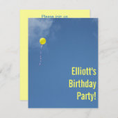 イエローバルーンブルースカイバースデーパーティ招待状 招待状 (正面/裏面)