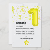 イエローバルーン1st誕生日パーティの招待状 招待状 (正面)