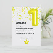 イエローバルーン1st誕生日パーティの招待状 招待状 (スタンド正面)