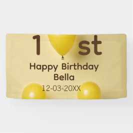 イエローバルーン 名前と日付入り 1歳の誕生日 横断幕