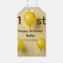 イエローバルーン 1歳 誕生日 名前 日付 テキスト入り