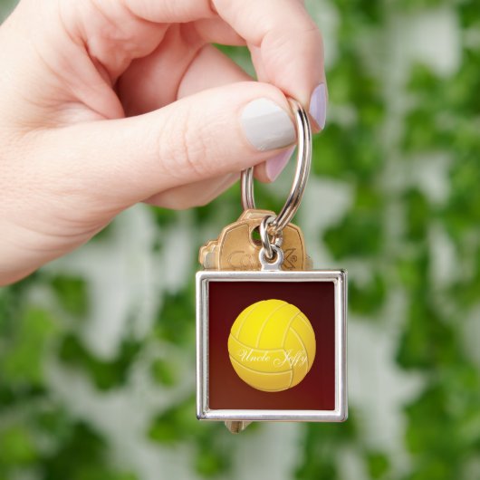 イエローバレーボールモノグラム名 キーホルダー (手)