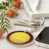 イエローバレーボールモノグラム名 キーホルダー (正面右)