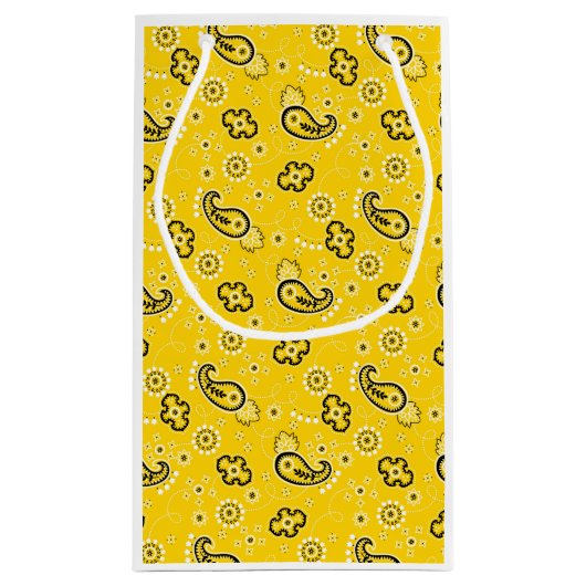 イエローバンダナモダンカウボーイウェスタンアウトドアおもしろい スモールペーパーバッグ (裏面)