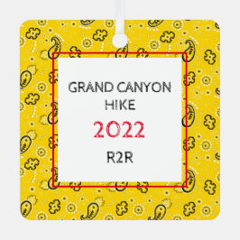 イエローバンダナレッド白カスタム色ハイキング写真情報 メタルオーナメント