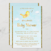 *~*イエローバーディグリッターベビーシャワー招待状 招待状 (正面/裏面)