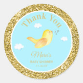 *~*イエローバーディスカイ雲ベビーシャワーありがとう ラウンドシール (正面)