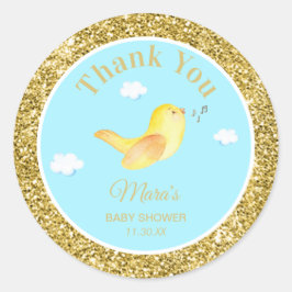 *~*イエローバーディスカイ雲ベビーシャワーありがとう ラウンドシール