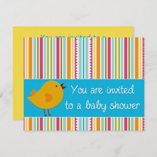 イエローバードの赤ちゃんシャワーの招待状 招待状 (正面/裏面)