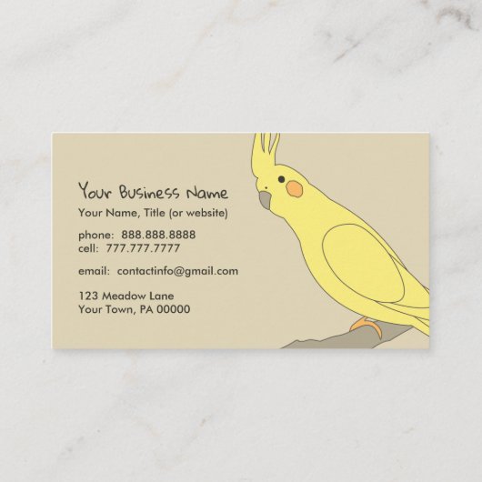 イエローバードコッカチエル名刺v 名刺 (裏面)