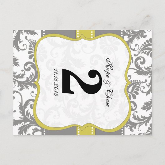 イエローバードダマスクとグレーヴィンテージ ポストカード (裏面)