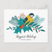 イエローバードハッピーホリデーズファミリーフォトクリスマス ポストカード (正面)