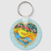 イエローバードハートおばあちゃんのキーチェーン キーホルダー (正面)