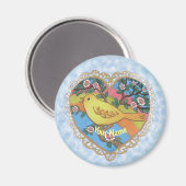 イエローバードハート名前をカスタムする マグネット (正面/裏面)