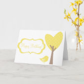 イエローバードレトロ水玉模様誕生日カード カード (黄色い花)