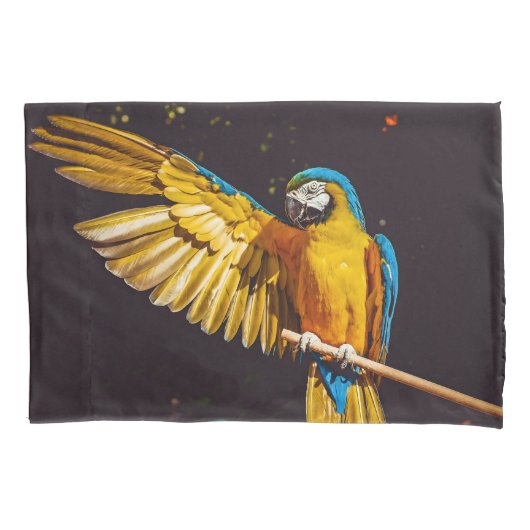 イエローバードワイルドライフかわいらしマコー 枕カバー (正面)