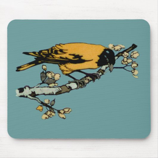 イエローバードヴィンテージイラストレーションの精緻化 マウスパッド (正面)