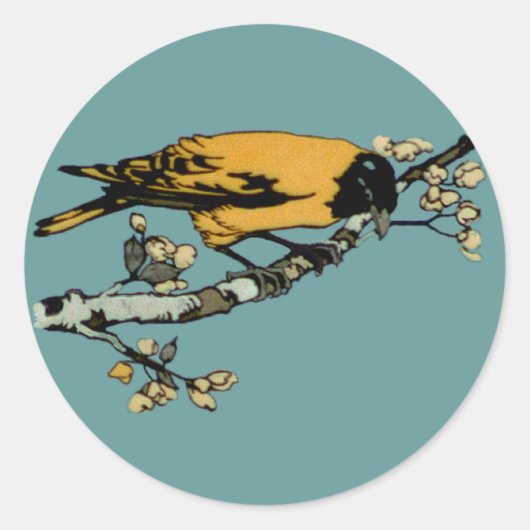 イエローバードヴィンテージイラストレーションの精緻化 ラウンドシール (正面)