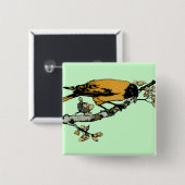 イエローバードヴィンテージイラストレーションの精緻化 缶バッジ (正面&裏面)