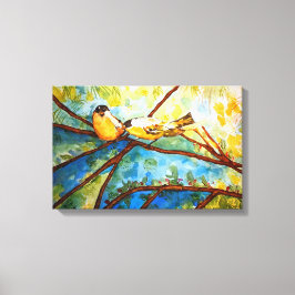 イエローバード水彩プリントキャンバス20x13 キャンバスプリント